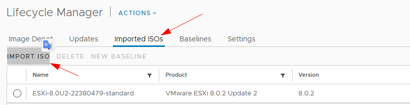 Lifecycle Manager import ISO